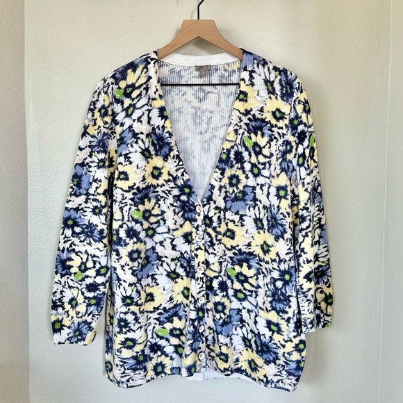 J. Jill Sweaters - J JILL XL Spring Floral Soft Cotton Viscose Blend Pastel Cardigan Sweater